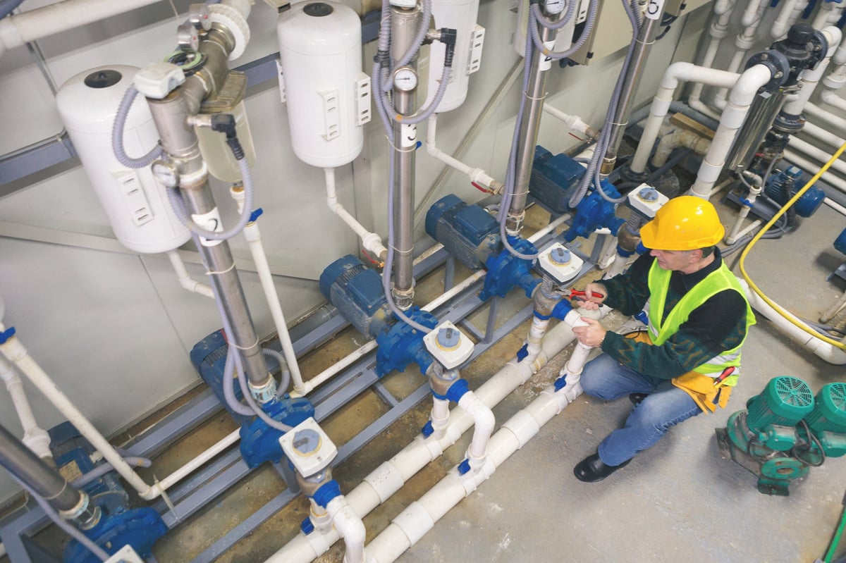 Senior technician in boiler room